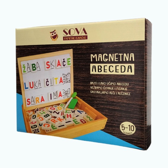 SOVA MAGNETNA ABECEDA U DRVENA KUTIJI